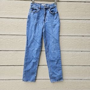 Pac Sun Stretch Dad Jeans medium acid wash size 24 distressed edges